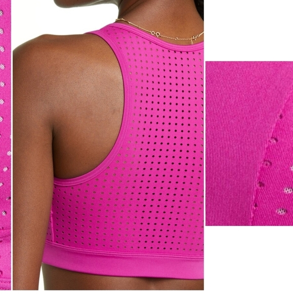 Zella, Studio Lite‎ Perforated Sports Bra, Pink Wild Aster, Size Medium - Picture 9 of 11